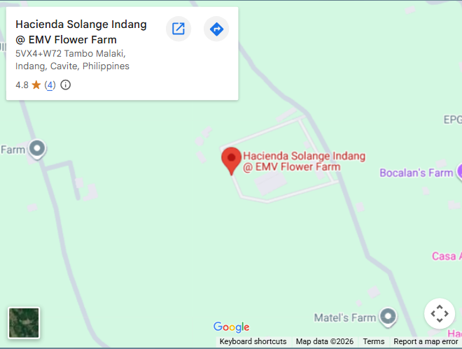 Map showing Hacienda Solange Indang at EMV Flower Farm